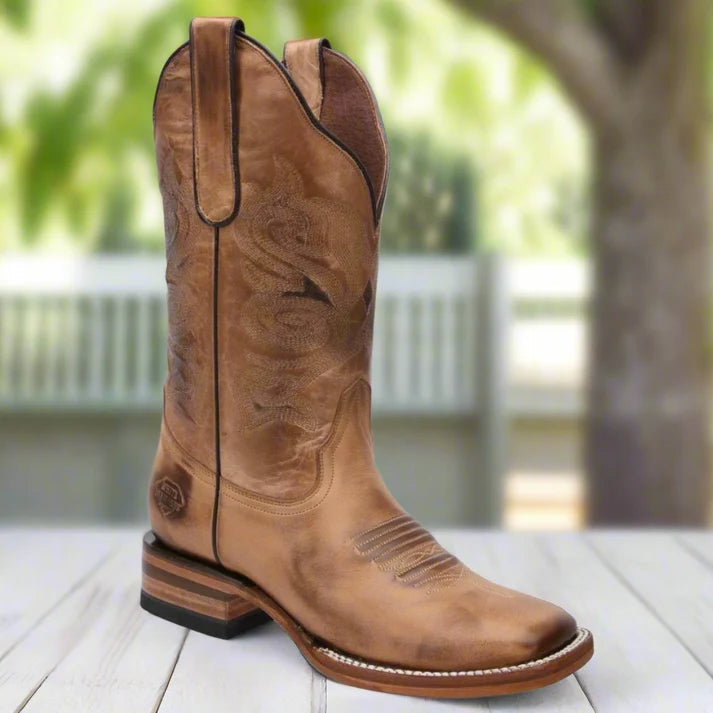 White Diamonds Women's Napa Leather Square Toe Rodeo Cowgirl Boots – Sand