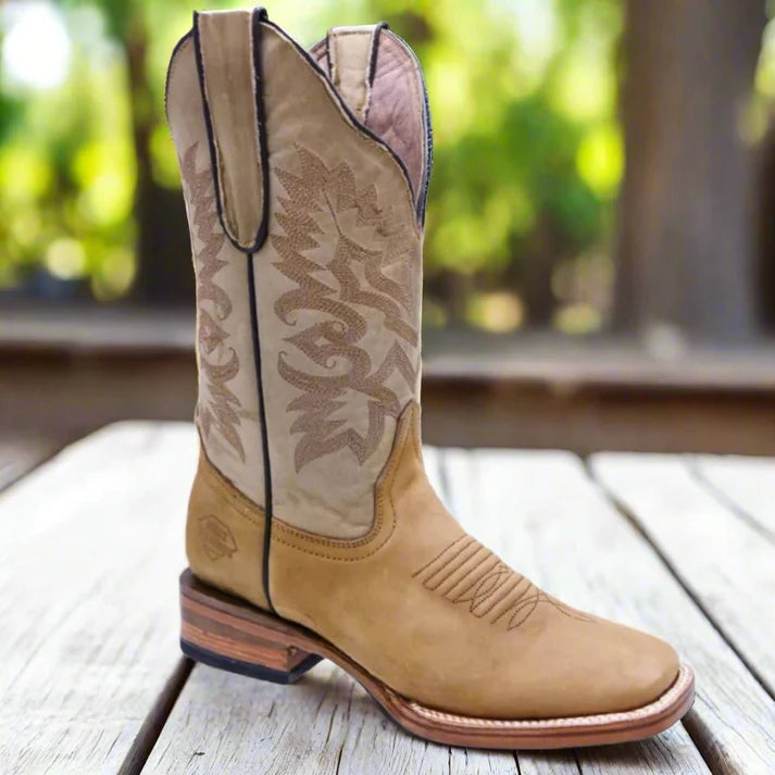White Diamonds Women's Napa Leather Square Toe Rodeo Cowgirl Boots – Sand