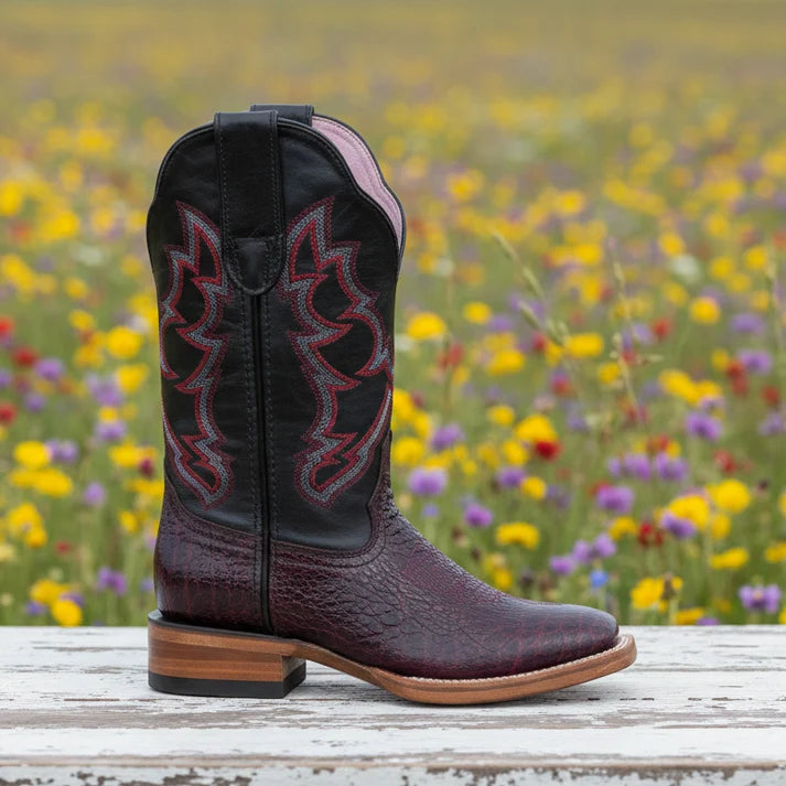 White Diamonds Women's Napa Leather Square Toe Rodeo Cowgirl Boots – Black Cherry