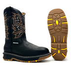 Fuerbo Boots Men”s SB–5059 Black Rodeo Work Boots
