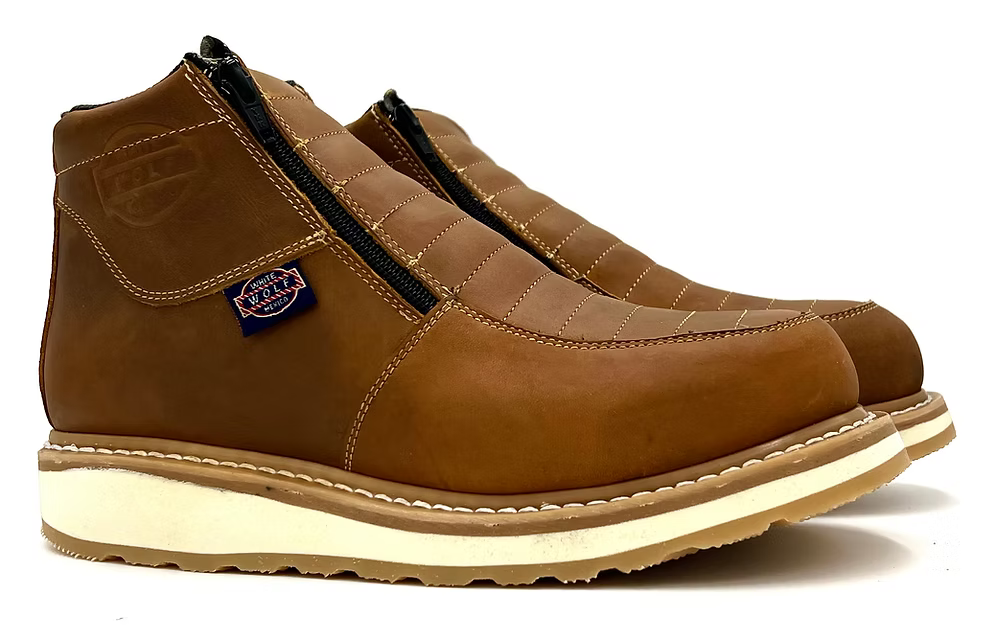 Fuerbo Boots Men”s WW–980 Double Zipper Dual Density Work Boot–Mango Tan
