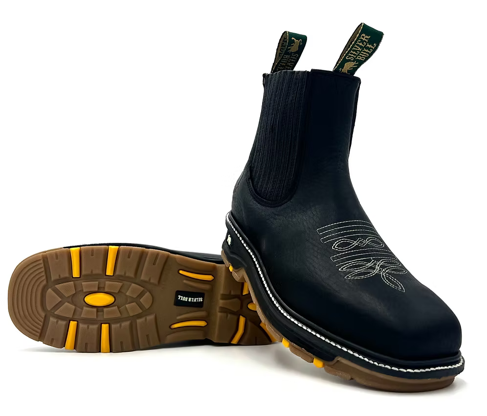 Fuerbo Boots Men”s SB–3078 Black Rodeo Slip On Work Boots