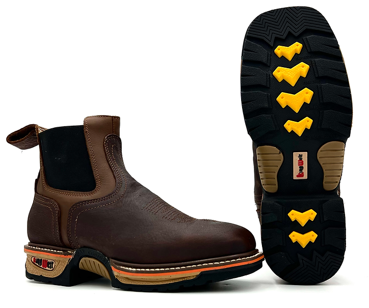 King Welt Buffalo Razor 6” KW-3060 Square Toe Chelsea Short Work Boots – Brown