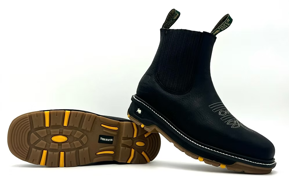 Fuerbo Boots Men's SB–3078 Black Rodeo Square Toe Slip on Work Boots Safety Toe