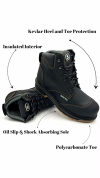 Fuerbo Boots Men”s SB–1616 Composite Toe Black Kevlar Dual Density