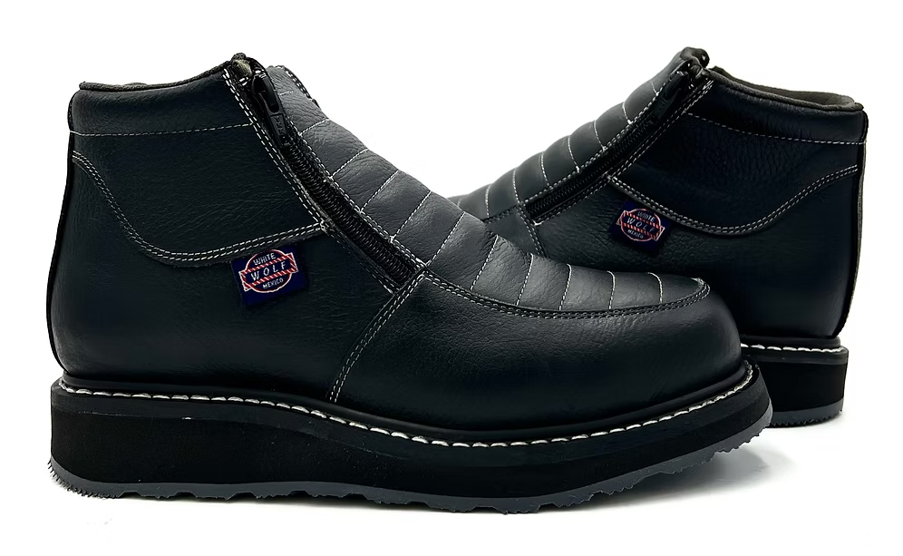 Fuerbo Boots Men”s WW–980 Double Zipper Dual Density Work Boot–Black