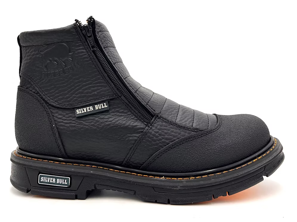 Fuerbo Boots Men”s SB–679 Dobule Zipper Kevlar Work Boot–Black