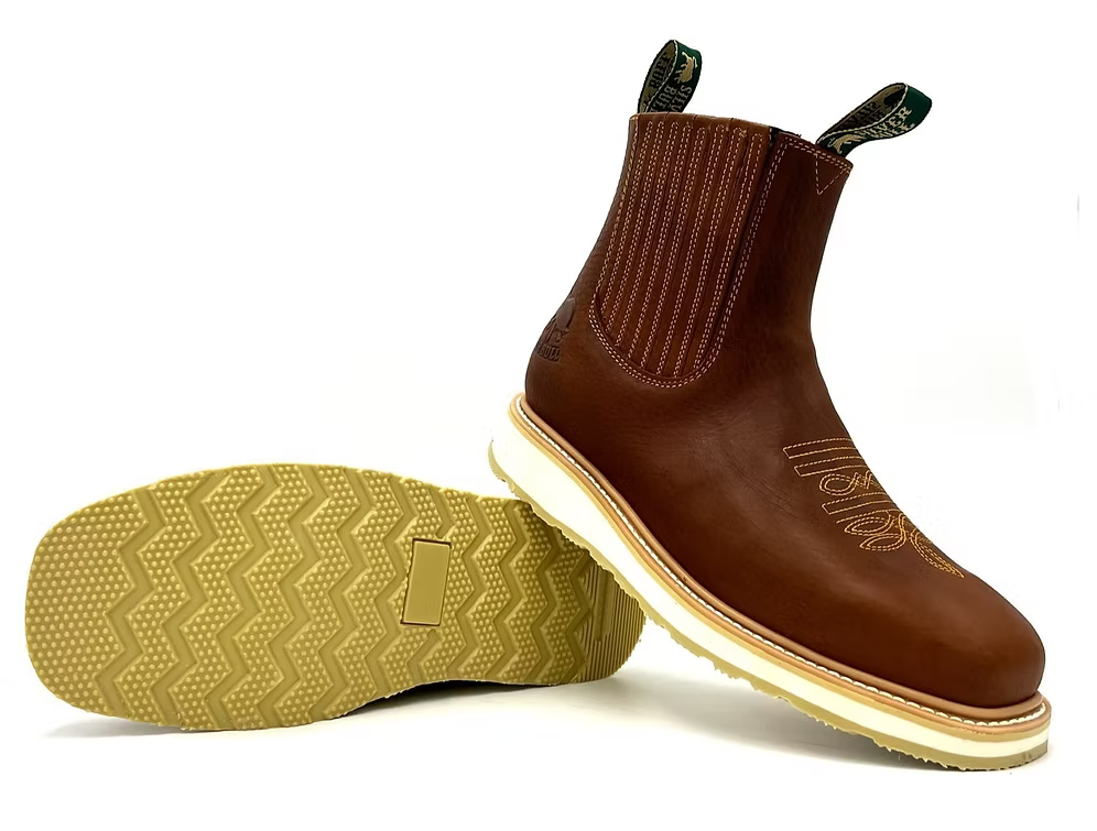 Fuerbo Boots Men”s SB–3073 Slip On Rodeo Work Boot–Brown
