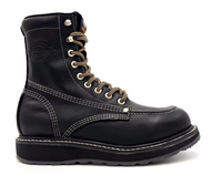 Fuerbo Boots Men”s WW–995 Classic Moc Toe Lace Up Safety Toe– Black