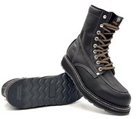 Fuerbo Boots Men”s WW–995 Classic Moc Toe Lace Up Safety Toe– Black