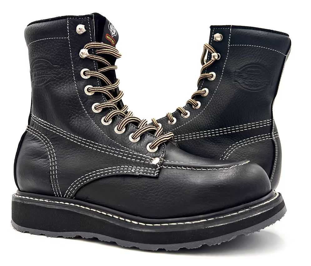 Fuerbo Boots Men”s WW–995 Classic Moc Toe Lace Up Safety Toe– Black