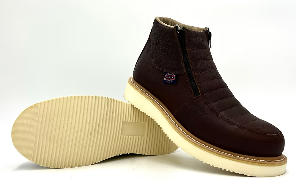 Fuerbo Boots Men”s WW–980 Double Zipper Work Boot Wedge Sole