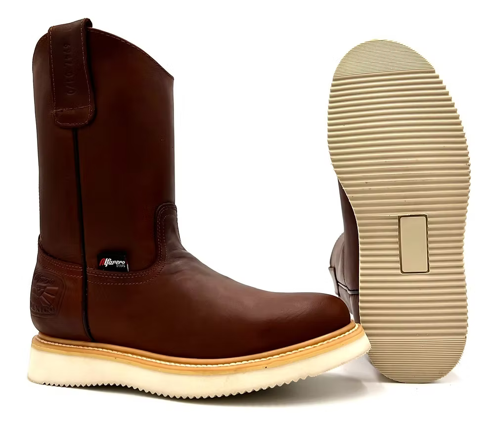 Fuerbo Boots Men”s AO–470 Copper Brown Roper Work Boot Wedge Sole