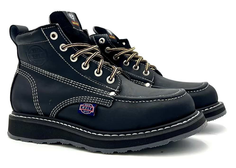 Fuerbo Boots Men”s WW–965 Black Classic Moc Toe Boot Safety Toe
