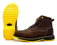 Fuerbo Boots Men”s  D–11 Classic Moc Toe Yellow Dual Density Sole Boots–Brown