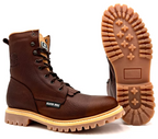 Fuerbo Boots Men”s SB–505 Lacer Work Boot Traction Sole–Ocher Brown