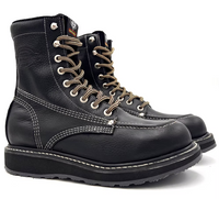 Fuerbo Boots Men”s WW–995 Classic Moc Toe Lace Up Safety Toe– Black