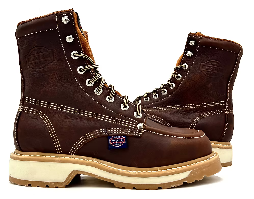 Fuerbo Boots Men”s WW–955 Moc Toe Lace Up Work Boot–Grizzly Brown