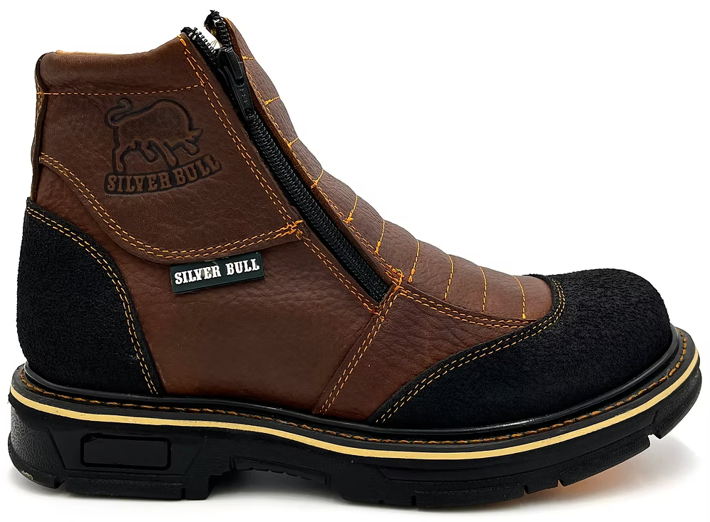 Fuerbo Boots Men”s SB–679 Kevlar Dual Zipper Work Boot– Ocher Brown