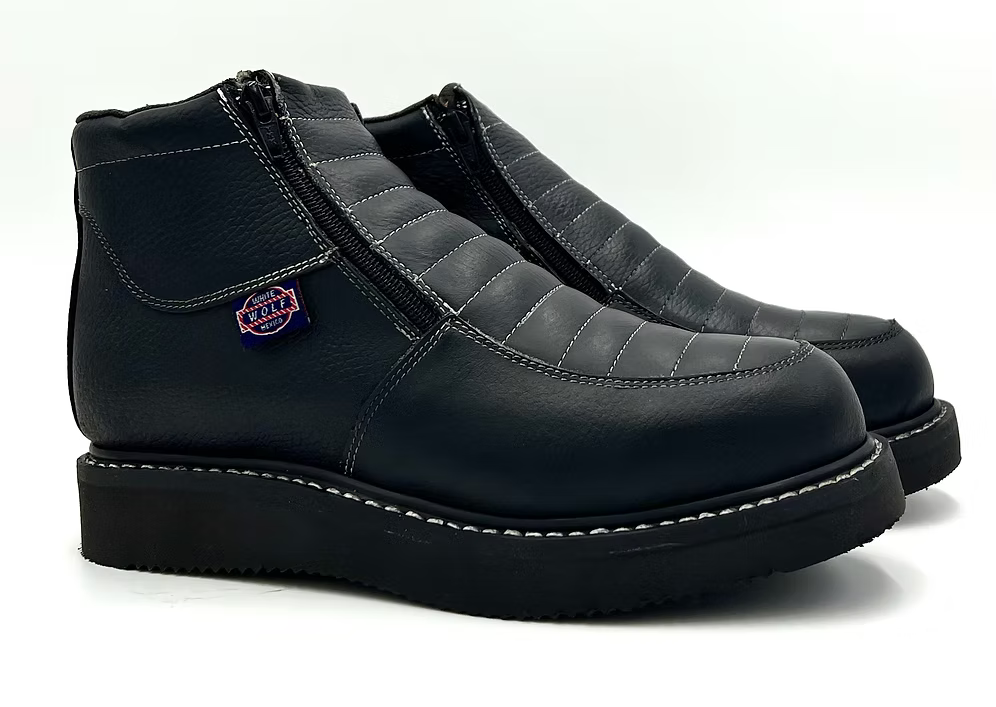 Fuerbo Boots Men”s WW–980 Double Zipper Work Boot– Black