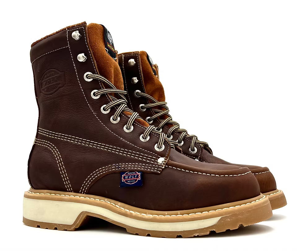 Fuerbo Boots Men”s WW–955 Moc Toe Lace Up Work Boot–Grizzly Brown