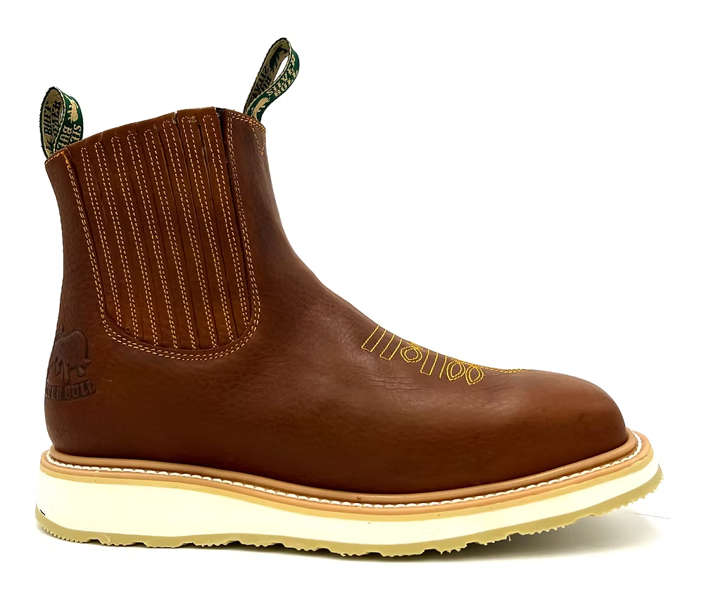 Fuerbo Boots Men”s SB–3073 Slip On Rodeo Work Boot–Brown