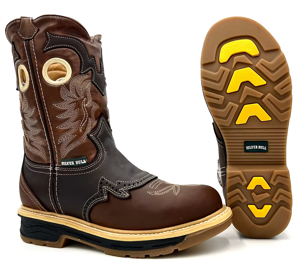 Fuerbo Boots Men”s SB–6035 Rodeo Round Toe Safety Toe Work Boot