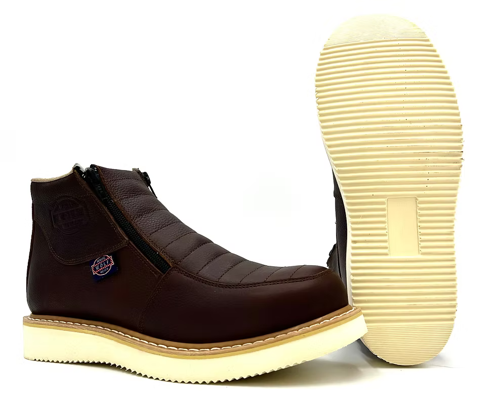 Fuerbo Boots Men”s WW–980 Double Zipper Work Boot Wedge Sole
