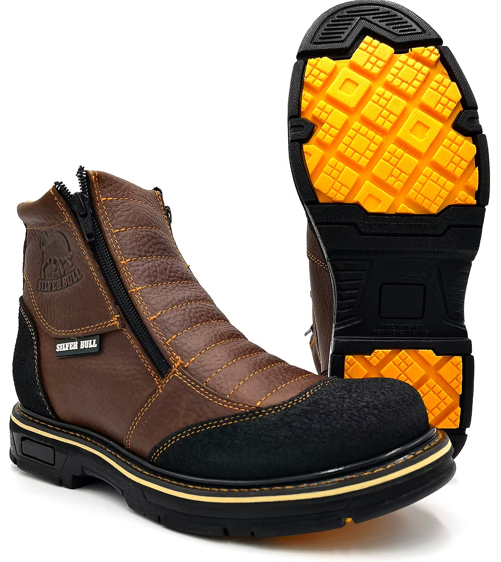 Fuerbo Boots Men”s SB–679 Kevlar Dual Zipper Work Boot– Ocher Brown