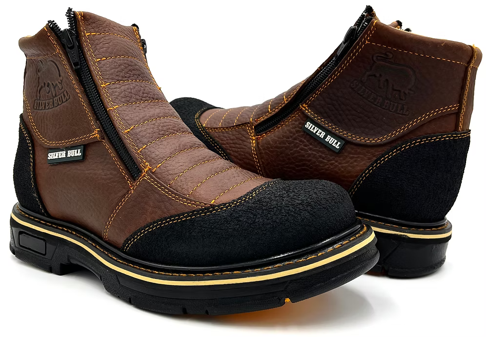 Fuerbo Boots Men”s SB–679 Kevlar Dual Zipper Work Boot– Ocher Brown