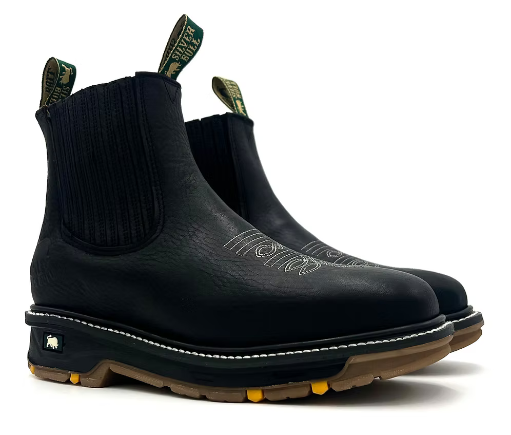 Fuerbo Boots Men”s SB–3078 Black Rodeo Slip on Work Boots