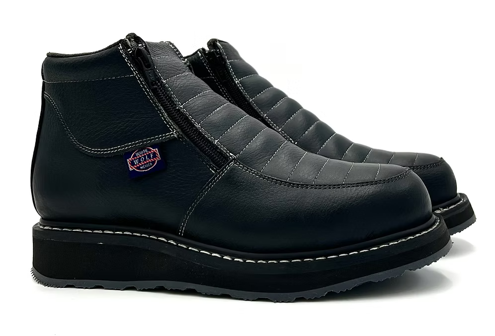 Fuerbo Boots Men”s WW–980 Double Zipper Dual Density Work Boot–Black
