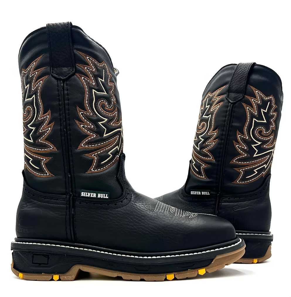 Fuerbo Boots Men”s SB–5059 Black Rodeo Work Boots