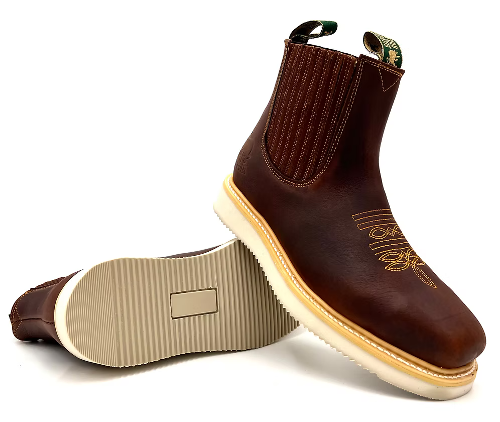 Fuerbo Boots Men”s SB–3070 Rodeo Work Boots Wedge Sole Safety Toe