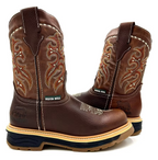 Fuerbo Boots Men”s SB–6010 Rodeo Roper Safety Toe Work Boot–Copper Brown
