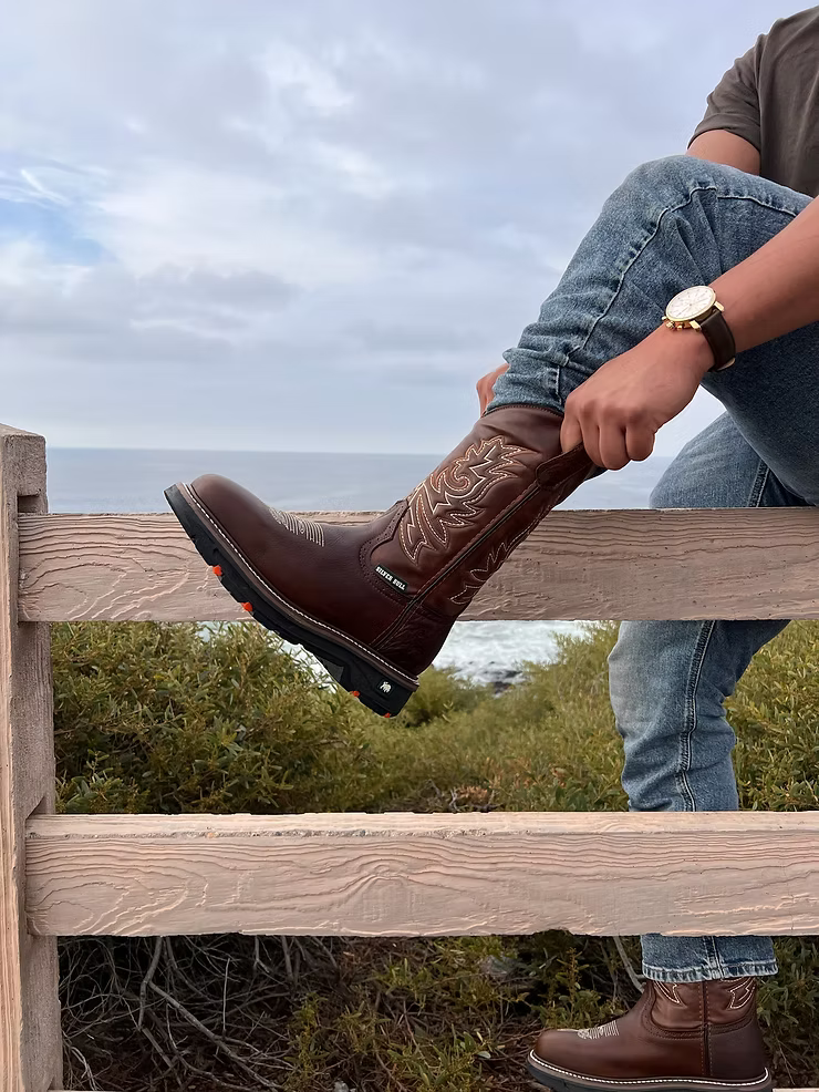 Fuerbo Boots Men”s SB–5059 Rodeo Work Boot– Ocher Brown