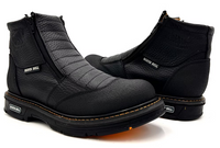 Fuerbo Boots Men”s SB–679 Dobule Zipper Kevlar Work Boot–Black