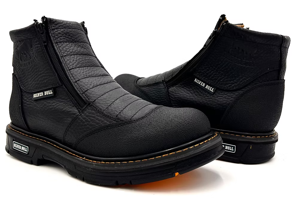 Fuerbo Boots Men”s SB–679 Dobule Zipper Kevlar Work Boot–Black