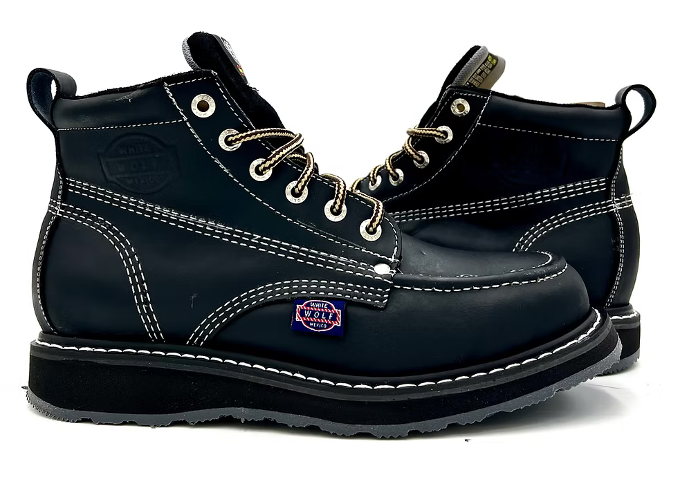 Fuerbo Boots Men”s WW–965 Black Classic Moc Toe Boot Safety Toe