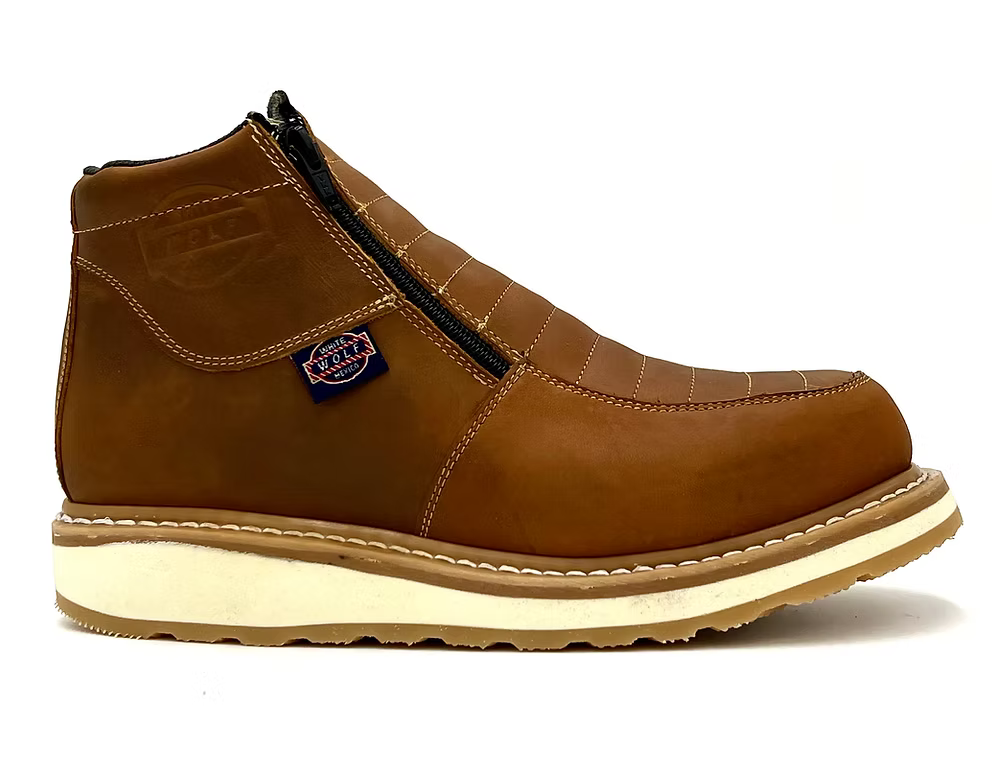 Fuerbo Boots Men”s WW–980 Double Zipper Dual Density Work Boot–Mango Tan