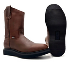 Fuerbo Boots Men”s AO–470 Brown Work Boot Black Wedge Sole
