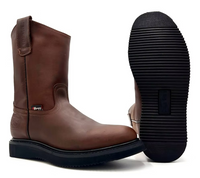 Fuerbo Boots Men”s AO–470 Brown Work Boot Black Wedge Sole