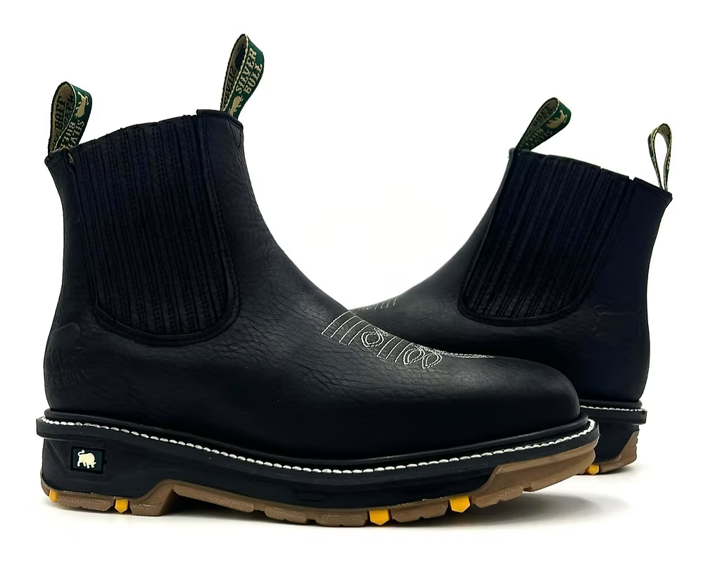 Fuerbo Boots Men”s SB–3078 Black Rodeo Slip On Safety Toe Work Boots