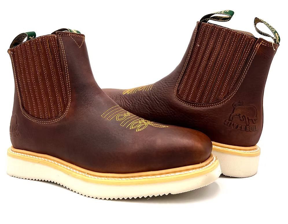 Fuerbo Boots Men”s SB–3070 Rodeo Work Boots Wedge Sole Safety Toe