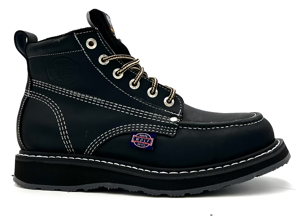 Fuerbo Boots Men”s WW–965 Black Classic Moc Toe Boot Safety Toe