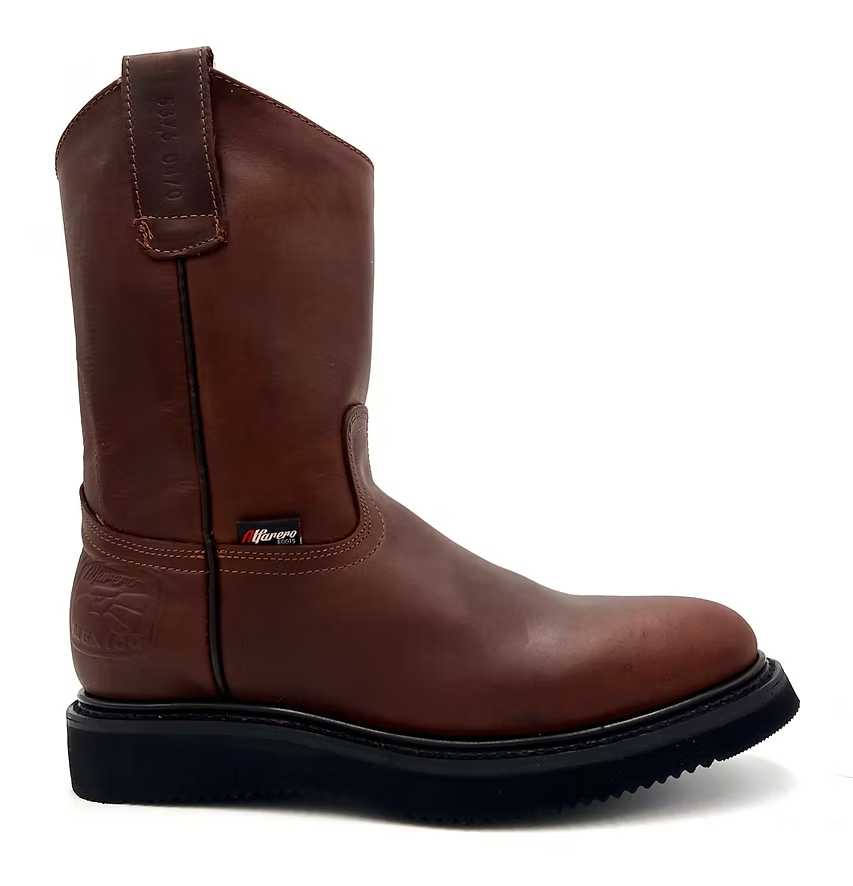 Fuerbo Boots Men”s AO–470 Brown Work Boot Black Wedge Sole
