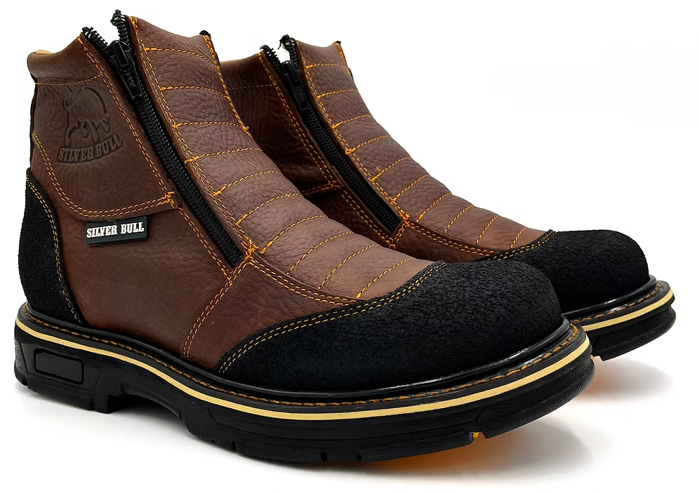 Fuerbo Boots Men”s SB–679 Kevlar Dual Zipper Work Boot– Ocher Brown