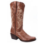 White Diamonds Women's Floral Embroidered Snip Toe Cowgirl Boots – Light Brown