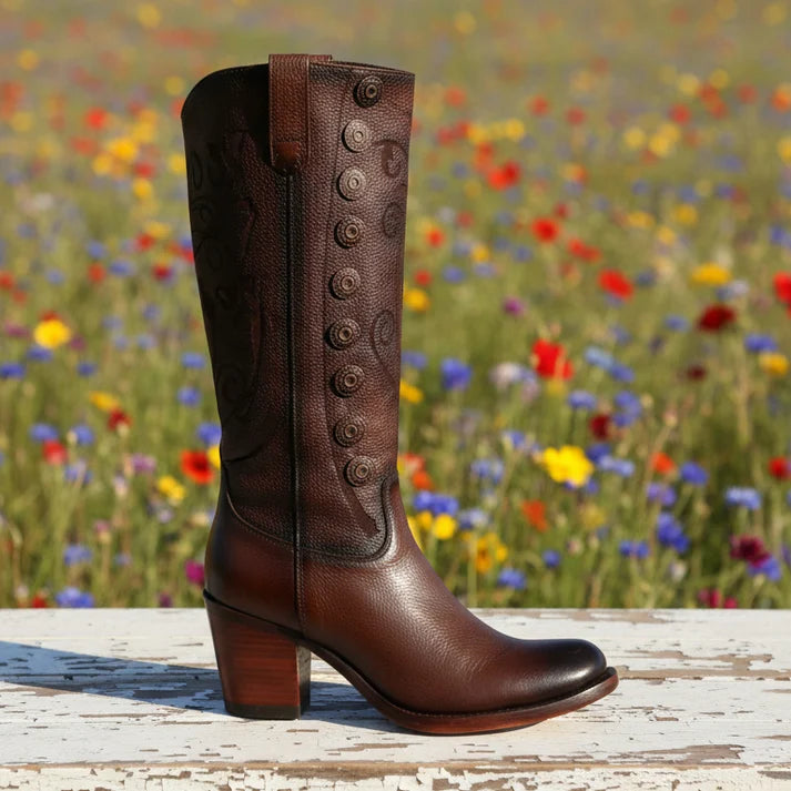 White Diamonds Women's Napa Leather Fashion Heeled Boots – Brown