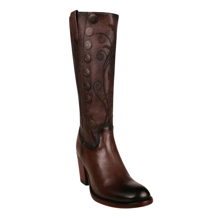 White Diamonds Women's Napa Leather Fashion Heeled Boots – Brown